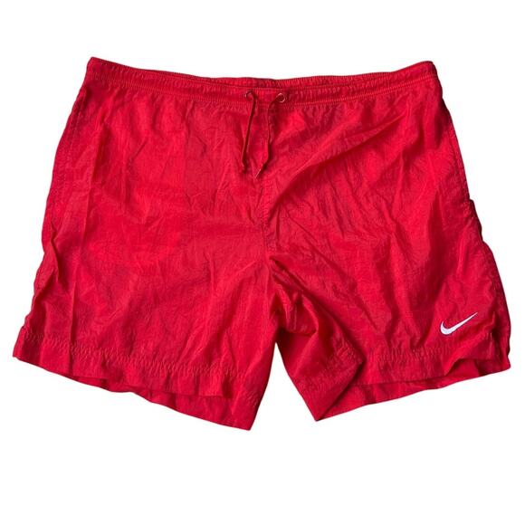 Vintage Nike Size Large Red 100% Nylon 18" Running Shorts - Picture 1 of 8